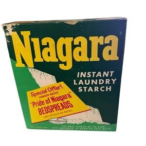 Niagara Instant Laundry Starch Vintage Box (1960s) 1/3 full of product 8 1/2 in
